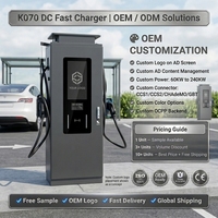 Chargeur EV DC Superchargeur 60KW 120KW 240KW à Double Pistolet avec Écran 22 Pouces CCS1 CCS2 CHADEMO GBT OCPP 1.6J 4G RFID IP54