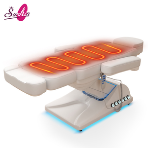 Lit de massage avec base lumineuse LED de luxe, commande au pied, 3 moteurs, haute capacité de charge, cuir synthétique, mobilier commercial pour hôtel et salon - Product Image 3