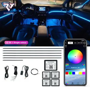 ZY lampu Led Interior mobil 18 dalam 1, lampu suasana otomatis Led simfoni multiwarna 64 warna sinkronisasi musik RGB lampu Led