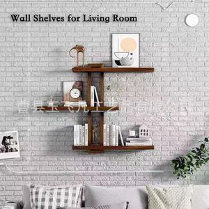 Modern Minimalist Wooden <b>Wall</b> <b>Mounted</b> Storage Rack 3 Tier Natural Wood Color Durable Living Room <b>Shelf</b> - Product Image 3