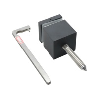 Support de main courante carré moderne en acier inoxydable noir mat avec fixation en verre, réglable et pivotant, pour escalier extérieur