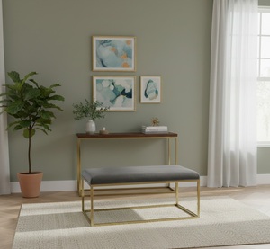 Banco de terciopelo personalizado de diseño moderno, mueble tapizado con tela de terciopelo suave y estructura resistente para sala de estar - Product Image 2