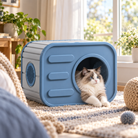 Maison pour chat d'intérieur moderne en PP, abri ventilé pour chats et petits chiens, facile à nettoyer