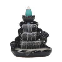 Cadeau : Brûleur d'encens en céramique pour aromathérapie arabe, effet cascade de fumée et refoulement d'eau, parfum Oud naturel, longue durée de combustion