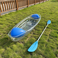 Bateau transparent à deux places en polycarbonate, capacité de charge de 200 kg, adapté à l'eau douce et salée, canoë flottant
