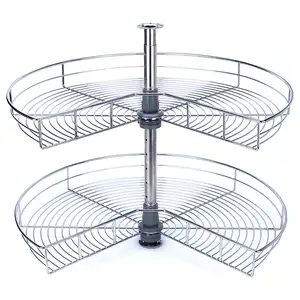 Kitchen Magic Corner Stainless Steel Wire Basket Rotating Corner Cabinet Lazy Susan 270 Circle Wire Revolving Basket