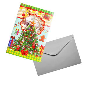 Carte-cadeau de Noël personnalisée en gros d'usine carte de voeux lenticulaire 3d de Noël et du Nouvel An avec enveloppes bon marché - Product Image 5