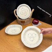 Nouvel ensemble de vaisselle en céramique avec motifs de dessins animés, technique émaillée, compatible micro-ondes, comprenant des assiettes ovales et des bols à yaourt