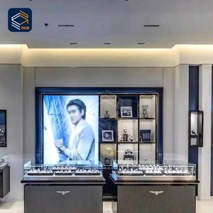 Comptoir de présentation mural en verre double pour magasin de bijoux de luxe moderne, <span class=keywords><strong>vitrine</strong></span> personnalisée pour aménagement de vente au détail - Product Image 1