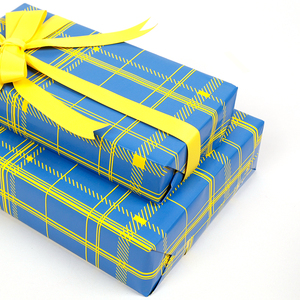 Alta calidad al por mayor 80g 43*300cm cumpleaños fluorescente azul y amarillo papel de embalaje papel de regalo - Product Image 1