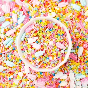 Sprinmanufacture üretimi Mix yenilebilir Sprinkles kek dekorasyon renkli buz lolly şekli şeker