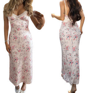 Vestido de Fiesta Elegante para Mujer, Estilo Vacacional, Ecológico, con Estampado Floral, Halter, Espalda Descubierta, Sin Mangas, con Recortes, Largo hasta el Suelo, Nueva Colección <span class=keywords><strong>en</strong></span> Oferta - Product Image 1
