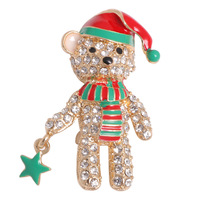 YINI nouveau noël plein diamant ours bijoux broche Clip belle broche en cristal pour manteau en gros accessoire de mode