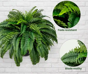 Artificial Boston Fern Bush Plants Suitable For Decorating Office Patio Living Room Faux Greenery For Porch Window Farmhouse