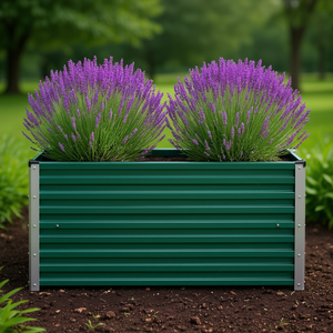 Bac à légumes surélevé en acier galvanisé 39,4x15,7x17,7 cm vert pour la culture des légumes - Product Image 2