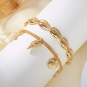 Nueva Pulsera de Tobillo con Cadena Estilo Boho para <span class=keywords><strong>Mujer</strong></span>, Joyería con Colgante de Flor <span class=keywords><strong>Dorada</strong></span>, Perla y Estrella, Accesorios para la Pierna - Product Image 4
