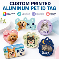 Plaque d'identification personnalisée en aluminium pour collier ou harnais de chien, avec photo, couleur intégrale, double face, légère, imprimée sur mesure