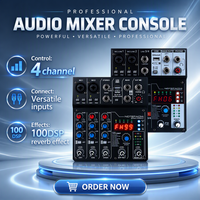 Mini table de mixage audio professionnelle 4 canaux avec 100 effets DSP, contrôleur DJ/console audio pour diffusion en direct, enregistrement et scène