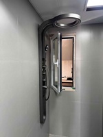 Système de douche mural numérique en acier inoxydable brossé avec cascade, barre coulissante, jets de pluie doux et modes de massage intelligents