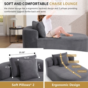 Chaise longue 67,5'' avec siège large de 46'', <span class=keywords><strong>canapé</strong></span>-<span class=keywords><strong>lit</strong></span> surdimensionné en velours côtelé pour intérieur, <span class=keywords><strong>canapé</strong></span> convertible unique extensible - Product Image 5