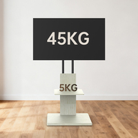 Soporte de TV para Piso Khcoohoo para Exteriores con Base de Acero y Madera y Estante de Almacenamiento para TV de 30-70 Pulgadas, VESA Máximo 600x400