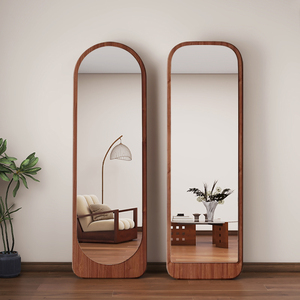 Miroir sur pied arqué pleine longueur avec cadre en bois de noyer pour salon, chambre, entrée, <span class=keywords><strong>d</strong></span>écoration intérieure, vente en gros - Product Image 4