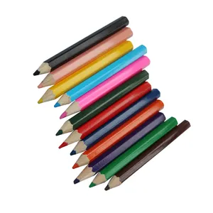 Tubo di plastica imballato con temperamatite in legno mini set di matite colorate a mezza dimensione matita colorata da disegno per bambini