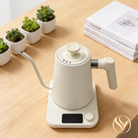 Bouilloire électrique à col de cygne avec contrôle de la température, intérieur en acier inoxydable, 1200W, 1L, fonction maintien au chaud, arrêt automatique pour café/thé