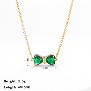 <span class=keywords><strong>Collana</strong></span> a Cuore Dolce e Alla Moda per Signore, Placcata in <span class=keywords><strong>Oro</strong></span> 14K, Acciaio Inossidabile con Zirconia, <span class=keywords><strong>Collana</strong></span> con Fiocchi per Donne e Ragazze, Gioielli Regalo - Product Image 6