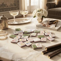 Ensemble de Mahjong américain en acrylique marbré vert à 3 couches, imprimé style chinois, OEM ODM, usine source, logo personnalisé, vente en gros, cadeau de fêtes
