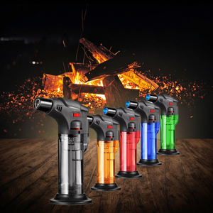 DONGYI venta al por mayor Mini encendedor de cigarros de plástico clásico antorcha de butano recargable con llama de chorro ajustable para cigarrillos uso en la cocina - Product Image 1