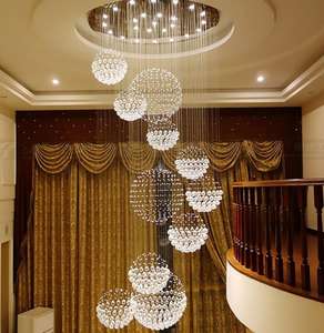Lámpara de araña de cristal en espiral grande, colgante de gota de lluvia larga, para escalera, edificio dúplex, Villa, iluminación elegante - Product Image 5