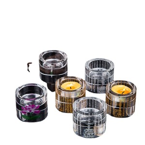 Portavelas budista de cristal con texto de sutra en relieve, resistente al calor para actividades religiosas, diseño de vidrio transparente - Product Image 4