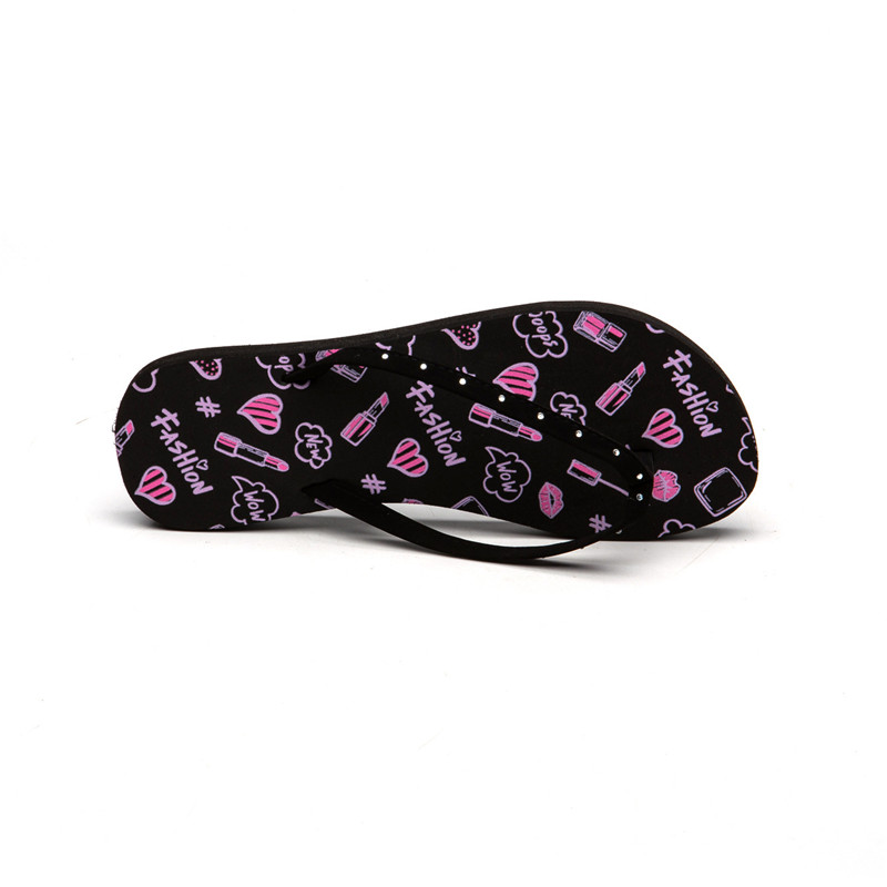 Summer Flat Beach Shoes Custom Printed Pattern Lady's Flip-flops Personality Slippers