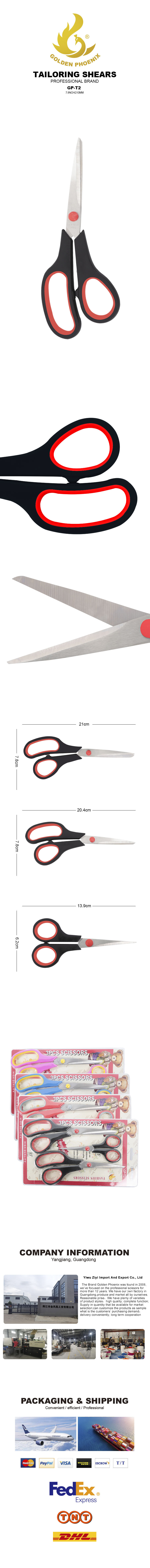 golden phoenix office scissors set  stainless steel  scissors Tijeras de sastre beautiful card packing 6.5'' 7.5'' 8.5''