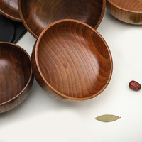 Japanse stijl zure jujube houten saladekom grote noedelsoepkom fruitbord ronde keuken dinerkom