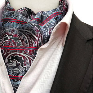 Stripe Checkered Jacquard Silk Cravat Ascot Tie for Men Wedding Party Cravat Scarf - Product Image 3