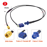 Adaptateur Fakra C mâle vers C femelle/SMA/SMA 90 degrés, type Y, séparateur, câble RG174, 50 OHM, DC-6GHz, rallonge pour autoradio GPS, faisceau de câbles