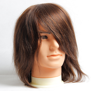 Cabeza de Maniquí de cabello humano real para peluquería y barbería, ideal para práctica avanzada de corte de pelo y peinado - Product Image 1