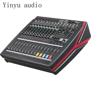 Yinyu Mixer Rekaman Audio, Mixer Rekaman 12 Saluran Daya Audio dengan Amplifier Karaoke 600W YG-12