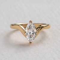 Anillo de Compromiso Solitario con Diamante Cultivado en Laboratorio de 3 Quilates, Corte Marquesa, con Tallo Dividido, Oro Sólido de 10K/14K/18K, Certificado IGI, CVD/HPHT, Personalizado