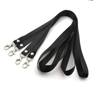 Custom Polyester Thick Black Webbing Plain <b>Lanyard</b> With No Logo - Product Image 6