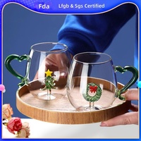 Ensemble de verres de Noël en verre faits à la main, style américain créatif, écologiques, avec logo personnalisable, motif bonhomme de neige et sapin, sublimes