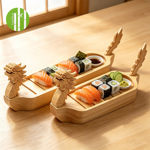 Equipo de Restaurante Bambus, Bandeja para Servir <span class=keywords><strong>Sushi</strong></span> Japonés, Plato para <span class=keywords><strong>Sushi</strong></span> con Forma de Dragón, con Logotipo Personalizado para <span class=keywords><strong>Sushi</strong></span> - Product Image 1