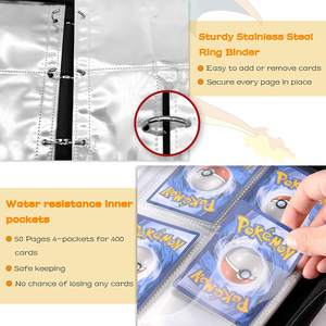 Hcengtriz H217 400 carte PU Poke Mon sport classeur de cartes à collectionner 4 poches TCG porte-<span class=keywords><strong>livre</strong></span> de jeu 50 manches amovibles japon - Product Image 5