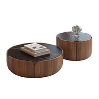Table de cocktail ronde minimaliste avec design cannelé pour hôtel et salon