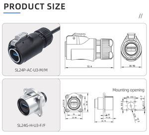 M24産業用<span class=keywords><strong>USB</strong></span> 3.0データケーブルコネクタ防水パネルマウント<span class=keywords><strong>USB</strong></span>コネクタデータ転送充電航空宇宙パワー - Product Image 5