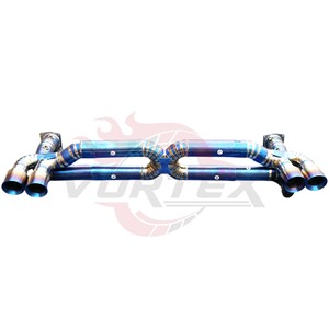 Vortex Titanium Straight Pipe fits Porsche 911 991.2 Turbo S Performance Racing Exhaust System Burned Blue X-Pipe <b>Kit</b> - Product Image 3