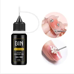 BIN 10ml Waterproof Rhinestone Glue Edge Sealing Filling Gel For Nails Gems And Charms Adhesive Sealing No Wipe Gel Glue