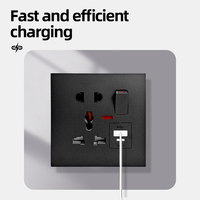 Interruptores de Pared, Precio de Fábrica al por Mayor, Multifunción, Enchufe de Pared Eléctrico Británico de 3 y 5 Pines, USB Tipo-C, Negro Mate, PC
